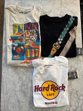 NWT Hard Rock Cafe Kids tee tshirt Lisbon Madrid M L (set of 3)
